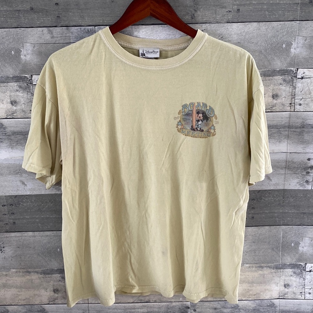 DISNEY WORLD PARKS VINTAGE 90s MICKEY MOUSE BOARD MEETING YELLOW MEN’S LARGE